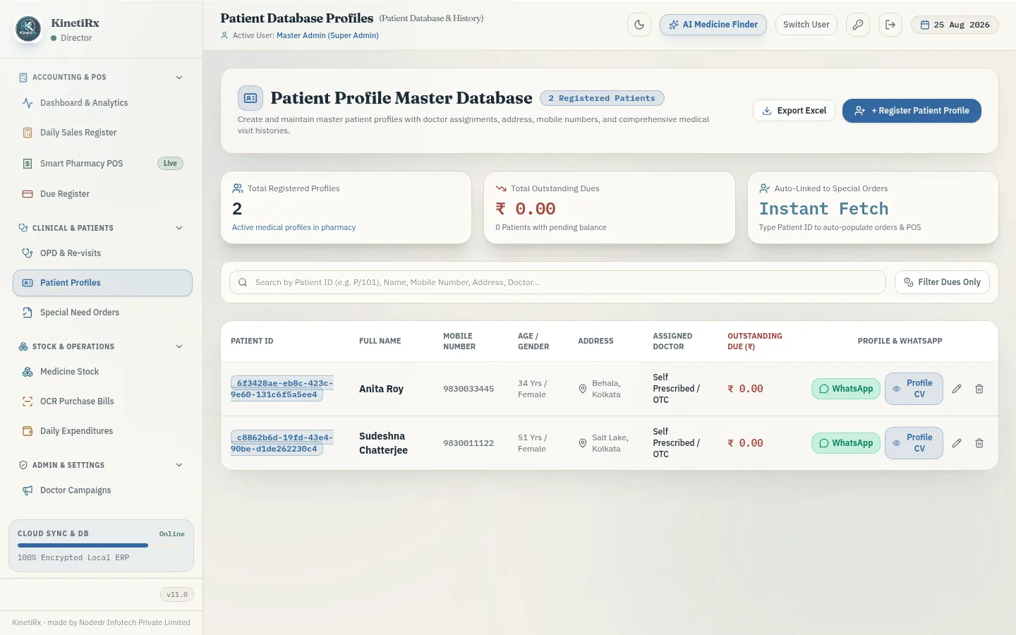 KinetiRx Patients screen